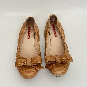 Prada Ballet Flat Python Leather Embossed Size EU 35